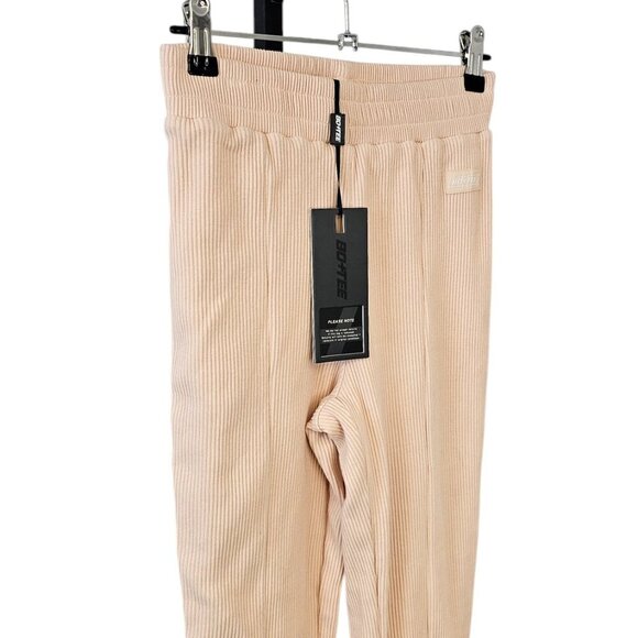 Bo+Tee Womens Ribbed Wide Leg Pull On Pants, Thick, Lined, Cream Pink,Size Small - Picture 8 of 8